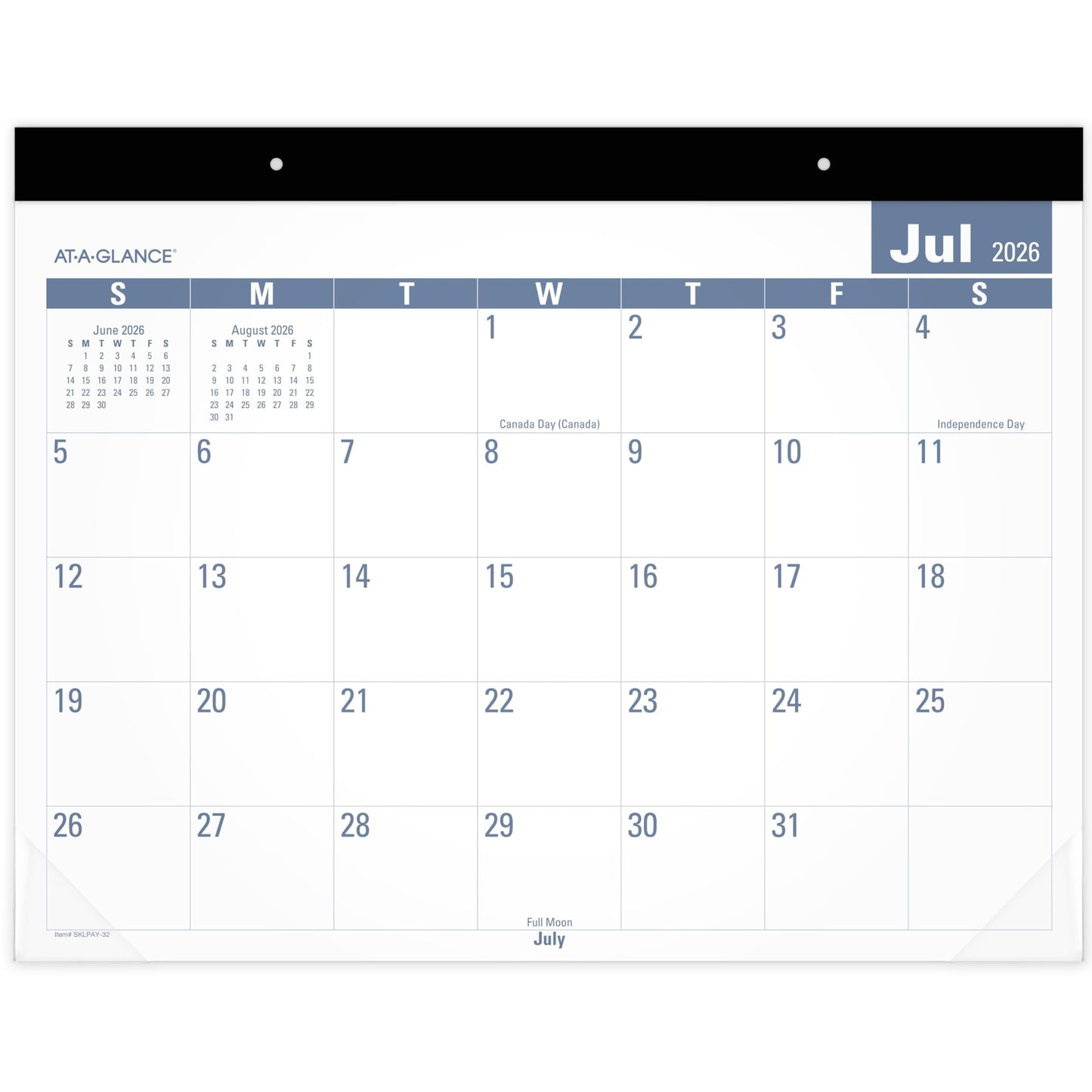 AT-A-GLANCE Desk Calendar 2026-2027 Planning Pad, Academic 12-Month July-June, Monthly, 21-3/4" x 17" Standard, Easy-to-Read, Unruled Daily Blocks (SKLPAY32)