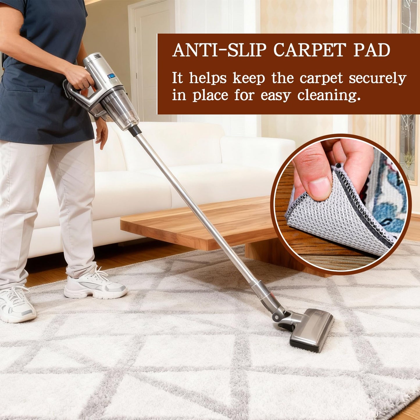 Rug Pad Waterproof Non-Slip 6x9 ft, 1/8" Thick Felt Cushion Pad for Area Rugs – Protects Hardwood, Tile & Laminate Floors – Keeps Rugs Flat & Secure