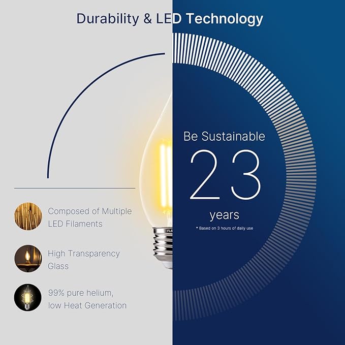 FLSNT 2700K Soft White LED Chandelier Edison Bulbs, 100W Equivalent, Dimmable CA11 E26 Base LED Candelabra Bulbs, 800LM, 6 Pack UL,CA65 Listed.