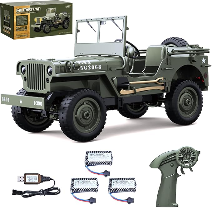 Remote Control Car 2.4Ghz 4WD Off Road RC Jeep Rock Crawler Vehicle with Linked Lights 1:10 Scales All Terrain Remote Control Trucks RTR Hobby RC Car for Teen Adults