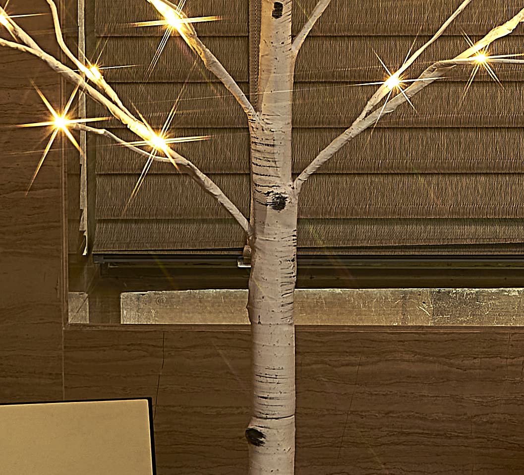 Hairui Pre Lit Birch Tree 2 Pack 4FT 72 Warm White LED White Christmas Tree for Indoor Outdoor Home Christmas Spring Easter Holiday Decoration Indoor Outdoor