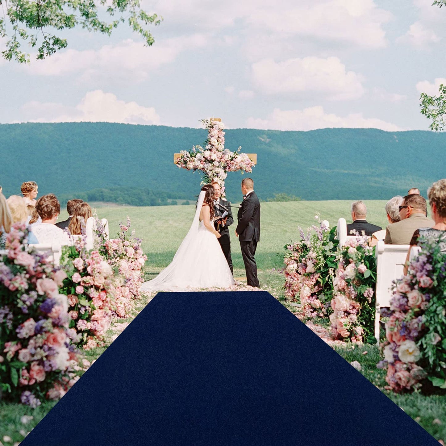 FUHSY Wedding Aisle Runner Navy Blue Aisle Runner 2FTx15FT Aisle Runners for Wedding Ceremony Outdoor Runway Carpet Outside Wedding Aisle Bridal Runner for Birthday Party Prom Events