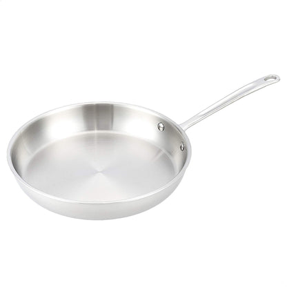Amazon Basics Tri-Ply Stainless Steel Fry Pan, 12 inch, Silver (Previously AmazonCommercial brand)