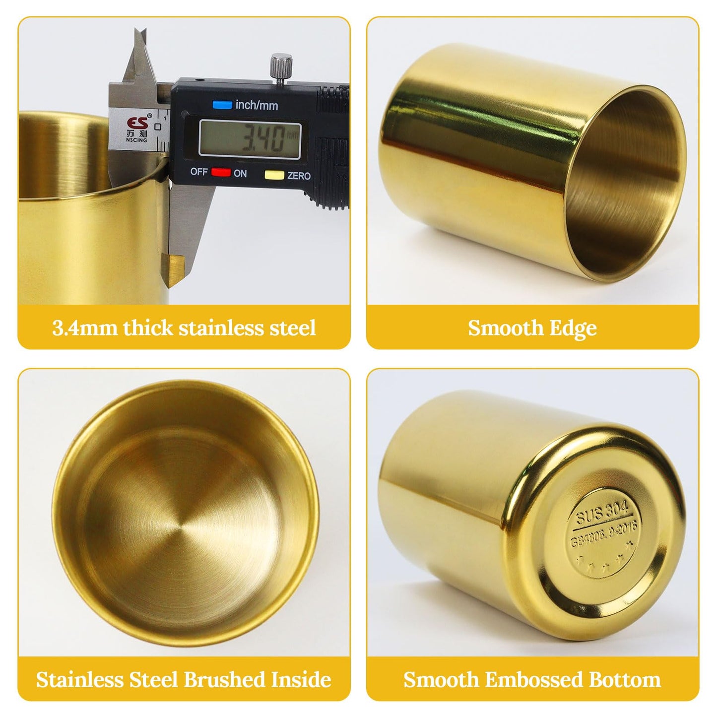 MultiBey 2 Pcs Gold Desk Organizer Set, Luxury Paper Clip Holder & Pencil Holder Cup for Office Supplies, Metal Makeup Brush Holder, Decorative Desktop Accessories (Gold)