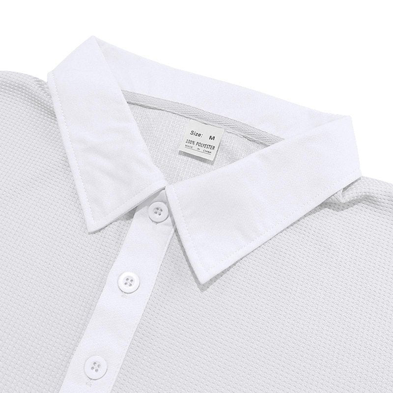 Men's Solid Color Shirts Buttons Lapel Blouses Long Sleeve Leisure Shirt Golf Tops Slim Casual Collared T Shirts White M