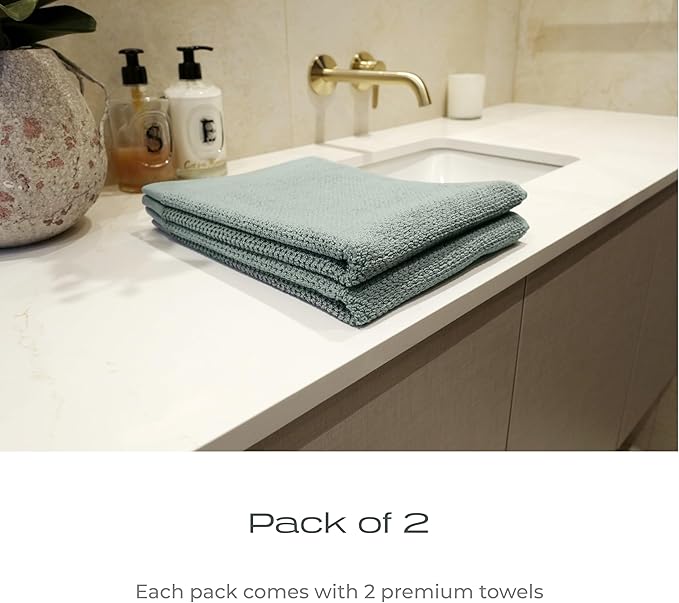 Luxury Silver-Infused Sage Green Hand Towels 2-Pack, 23.6"x17.7"