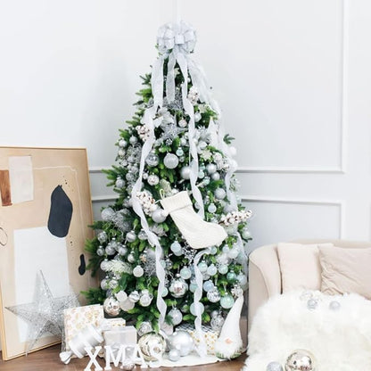 3.15" Christmas Ball Ornaments Glitter Shatterproof Christmas Tree Ornaments Sequin Xmas Hanging Balls Decorations for Wedding Party Holiday(Silver, 12pc-8cm)