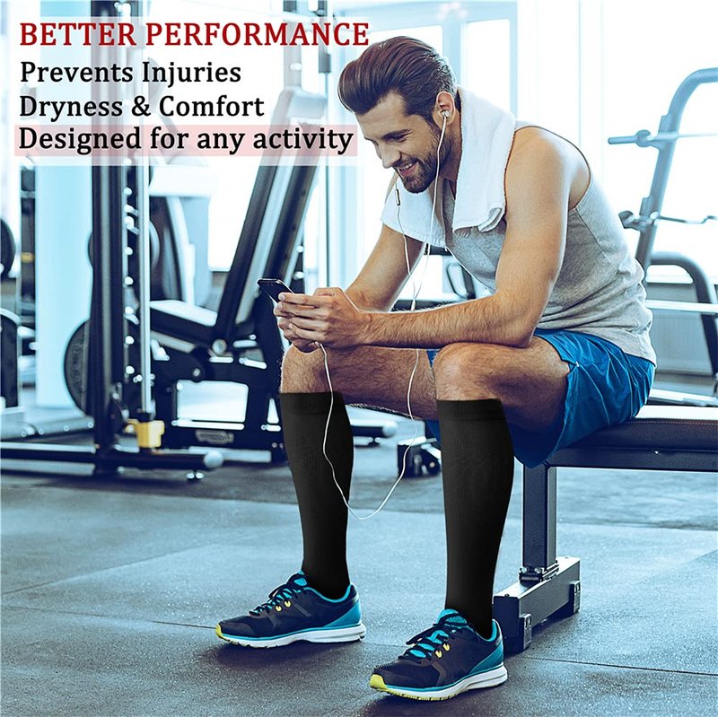 CHARMKING Compression Socks for Women & Men (8 Pairs) 15-20 mmHg Graduated Copper Support Calf Socks are Best for Pregnant, Nurses - Boost Performance, Circulation, Knee High Wide Calf(S/M, Multi 01)