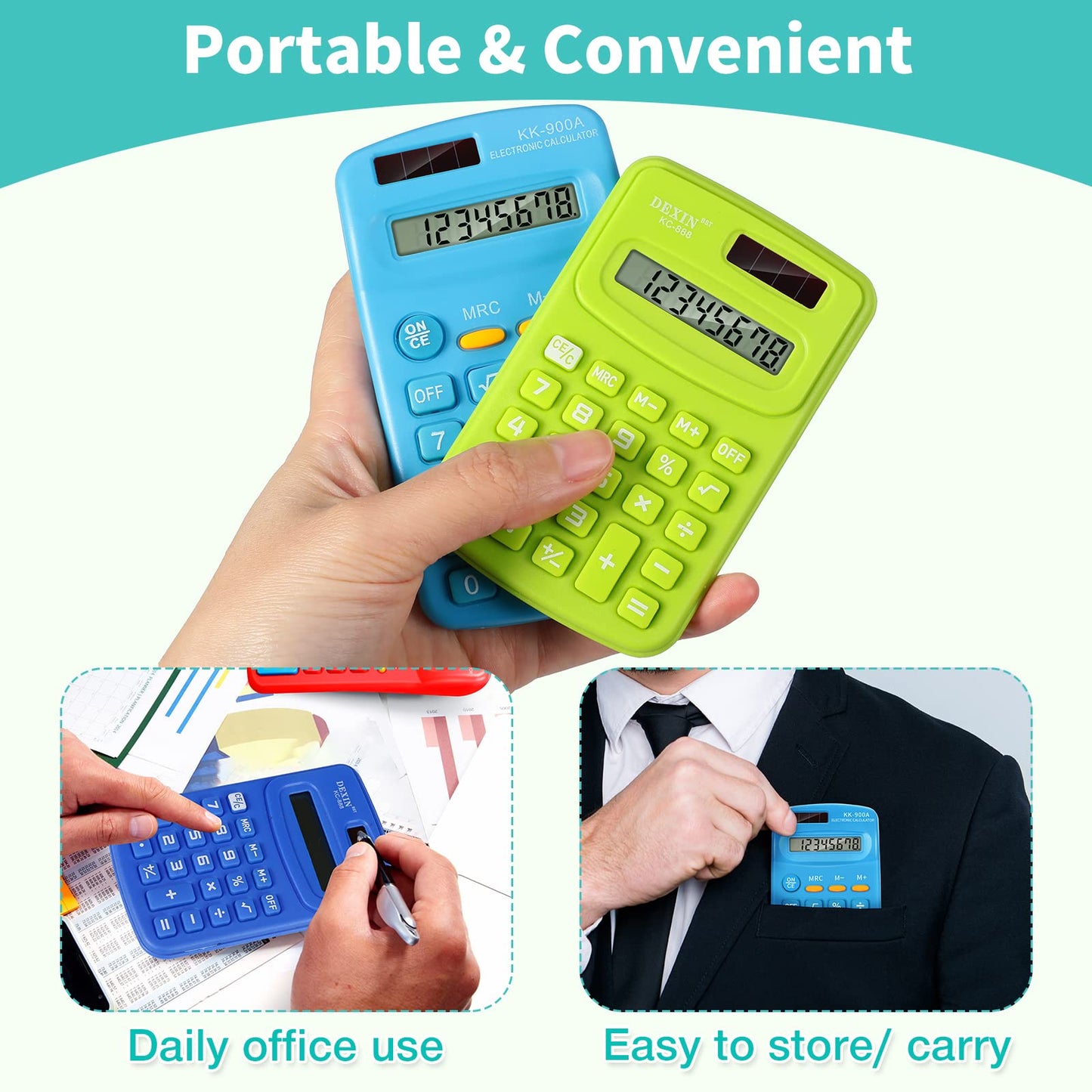 Chumia 50 Pieces Pocket Calculator Bulk Basic Small 4 Function Calculator Battery Powered Handheld Kids Mini Calculators for Students Desktop Primary School Home Office (Classic)