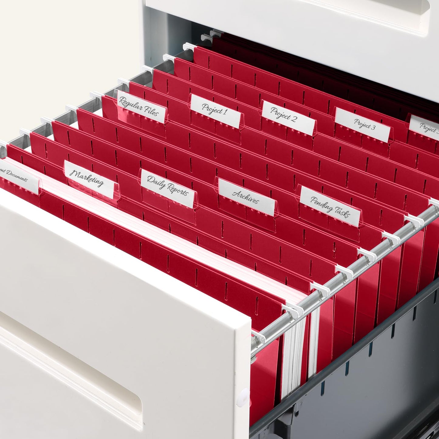 SUNEE Hanging File Folders, 25 Pack Letter Size Hanging File Folders with 1/5-Cut Tabs, Ideal for Home and Office Organization and Papers Classification,Red