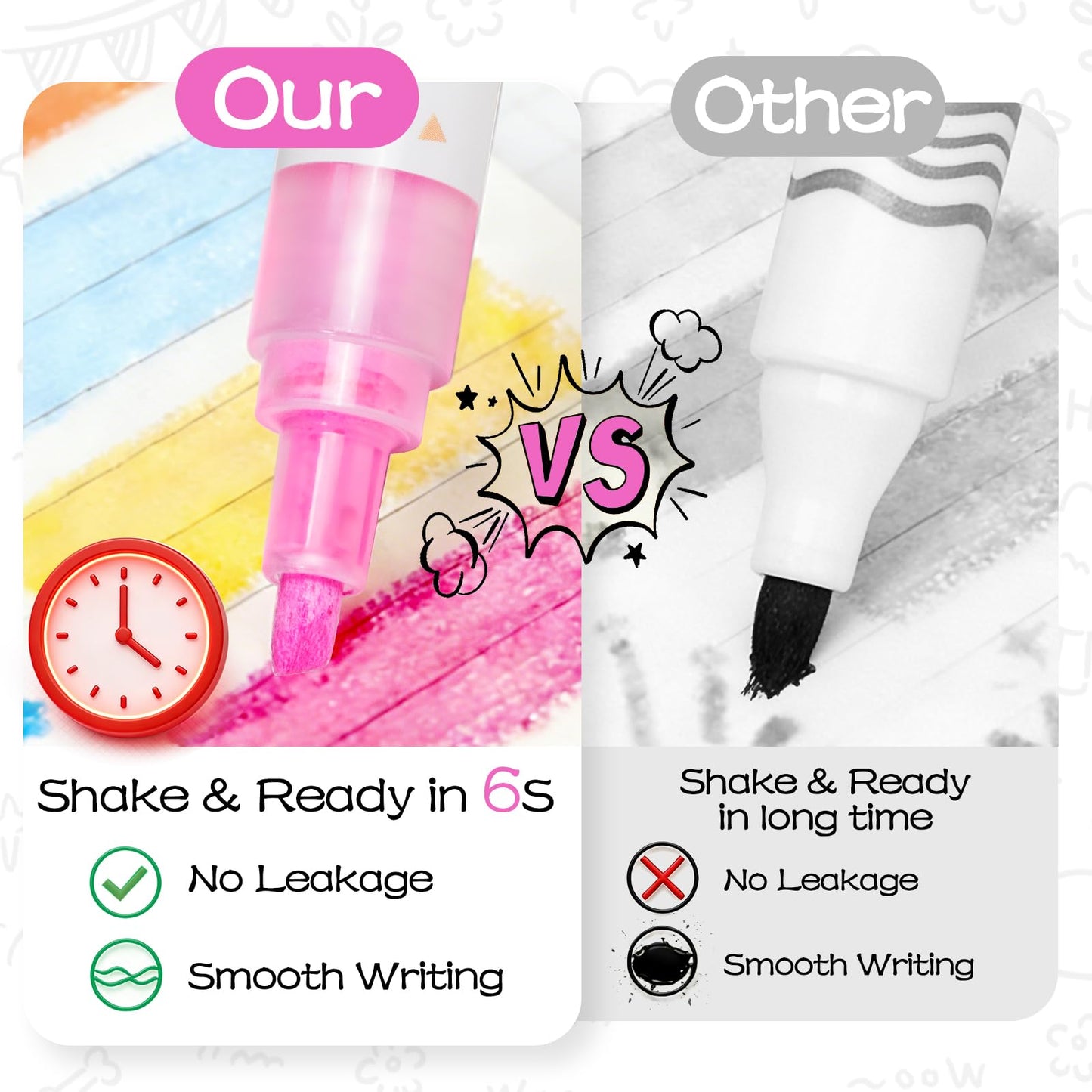 botkc Chalk Markers - 30 Washable Liquid Chalk Markers for Blackboard,Window Markers Paint Pens with Reversible Tip, Chalk Markers for Chalkboard Signs, Teachers, Windows, Glass, Calendar, Menu