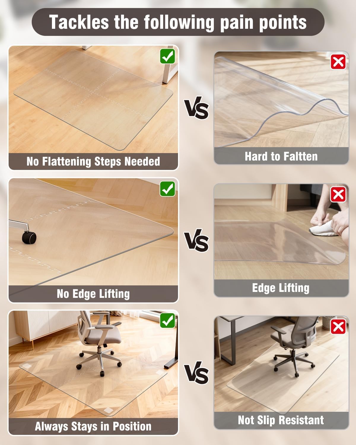 Blvornl Innovative Puzzle Chair Mat for Hardwood Floor, 36"*48" Hard Material Chair Mat, Heavy Duty Computer Chair Pad for Rolling Chairs, Desk Floor Rug for Office and Home