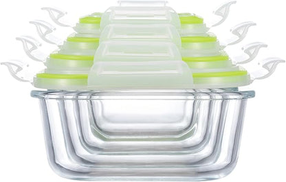 S SALIENT Airtight Meal Prep Containers for Food Storage [24 Piece] Leak Proof, Glass Bento Boxes for Lunch (12 lids & 12 Containers)