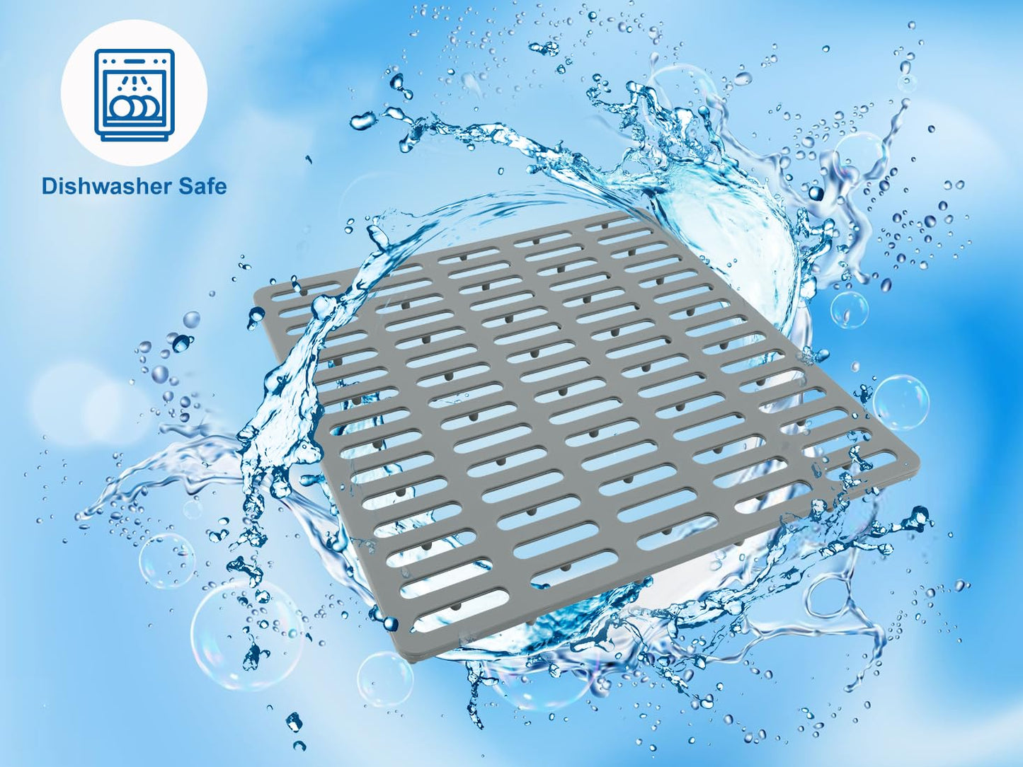Cukwily Kitchen Sink Mat, Sink Protector, Silicone Mat, Heat Resistant, No Smell, Raised Feet, 12.2” x 11.34”