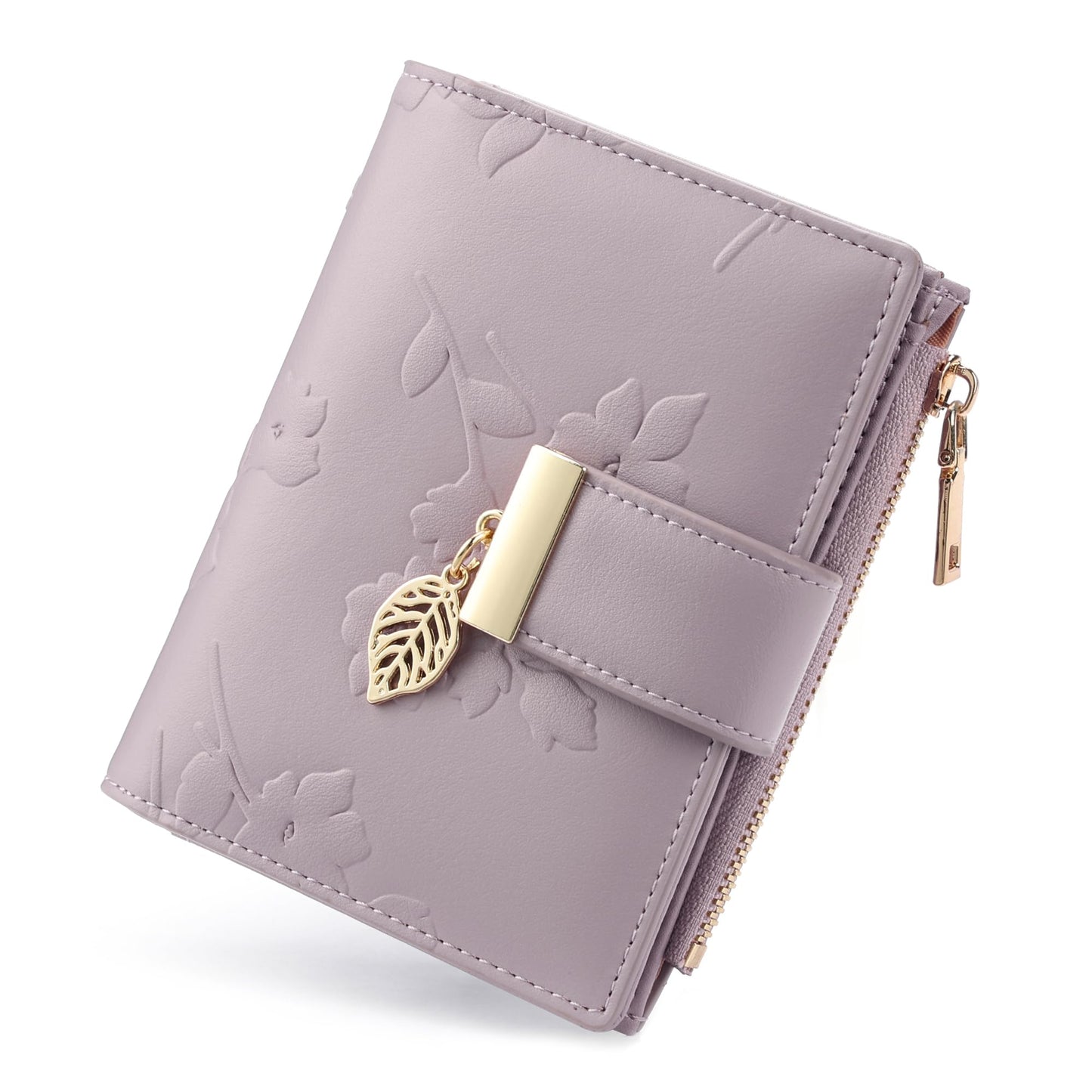yiijay Small Wallet Women RFID Blocking Leather Bifold Wallet Credit Card Holder for Women Ladies Compact Wallet Mini Purse With Zipper Pocket