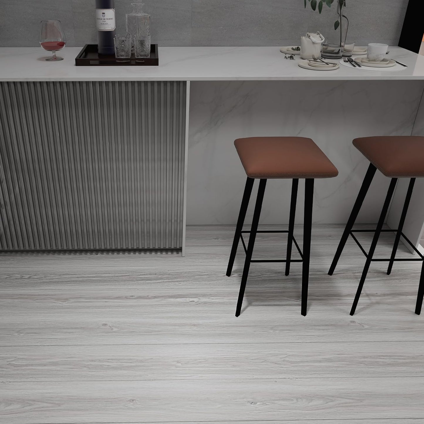 auxua Wood Grain Peel and Stick Floor Tiles – 11.8” Width, Full Roll Length of 118" – Versatile Design for Any Space, Light Color Self Adhesive Vinyl Flooring, Waterproof and Non-Slip Features