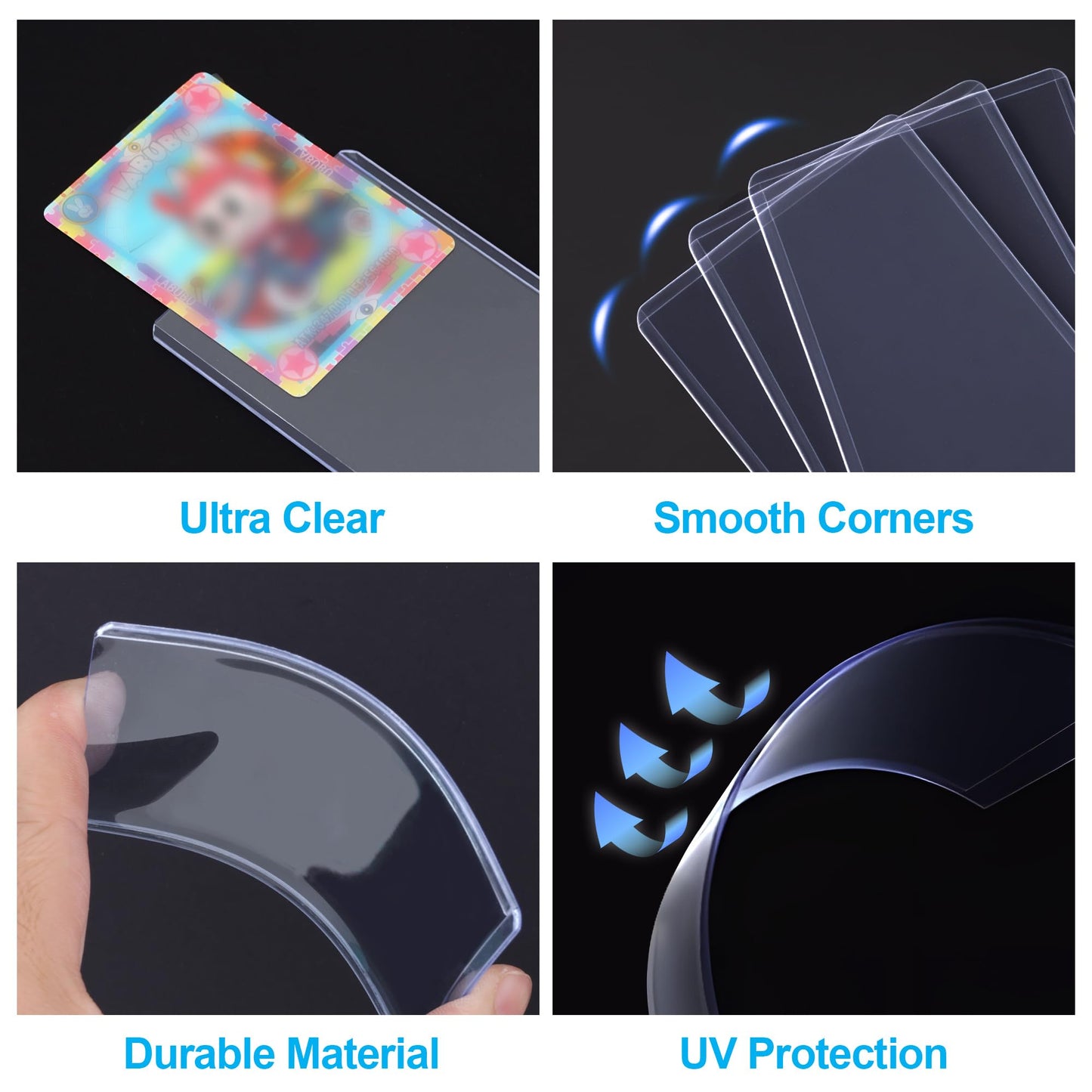 SummitFlare 200 Pack Card Sleeves & Top Loaders, Protects 100 Standard Cards, 3"x4" Hard Plastic Card Protectors, Premium Rigid Holder for Trading Sports Football Game Cards (100 Rigid + 100 Clear)
