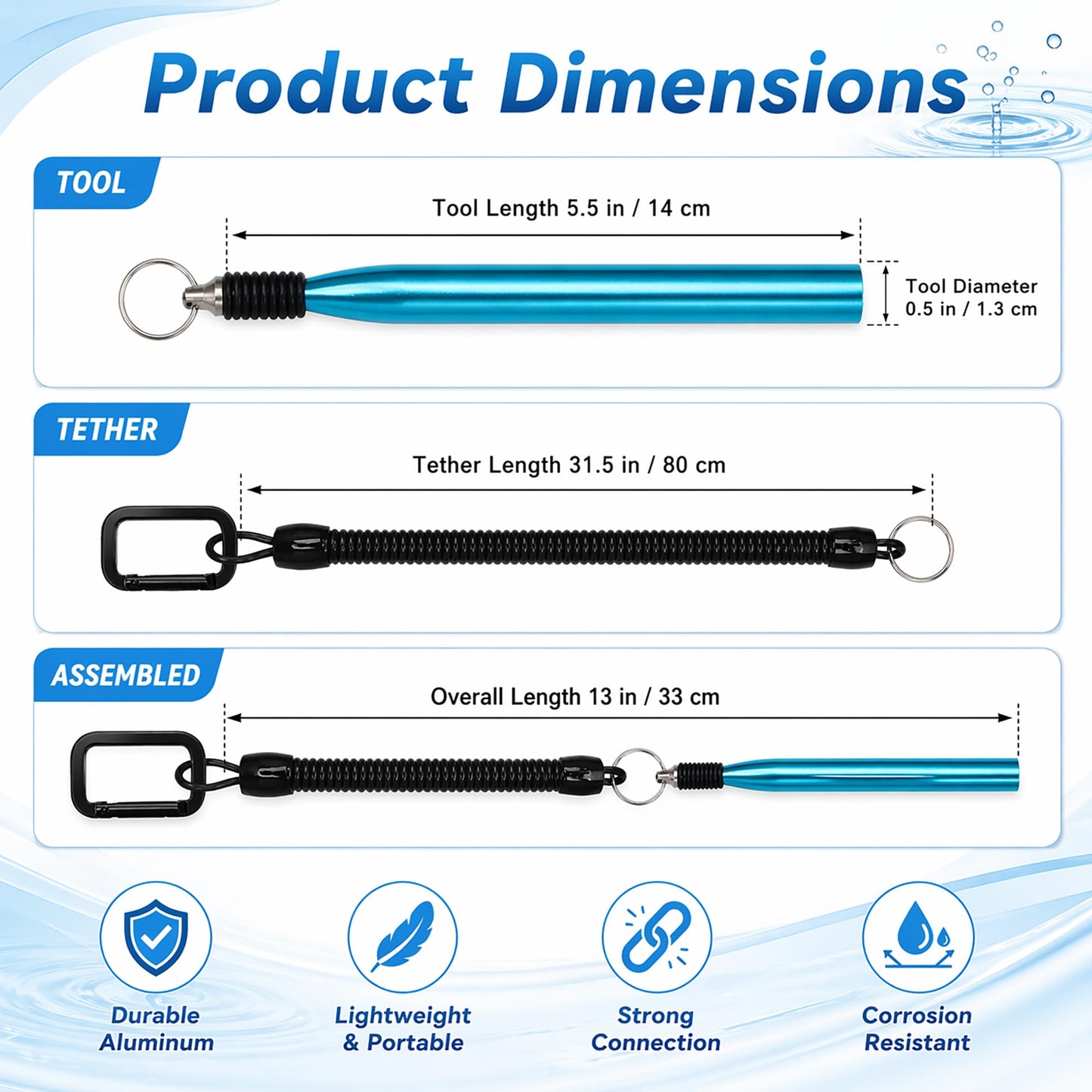 Wacky Rig Tools 2 Pcs with 320 Pcs Wacky O-Rings, Luxiv Wacky Worm Tools for Fishing Worm Rig Kits Fishing Rigging Utensil for Clip Baits Utensil with Keychain (Blue)