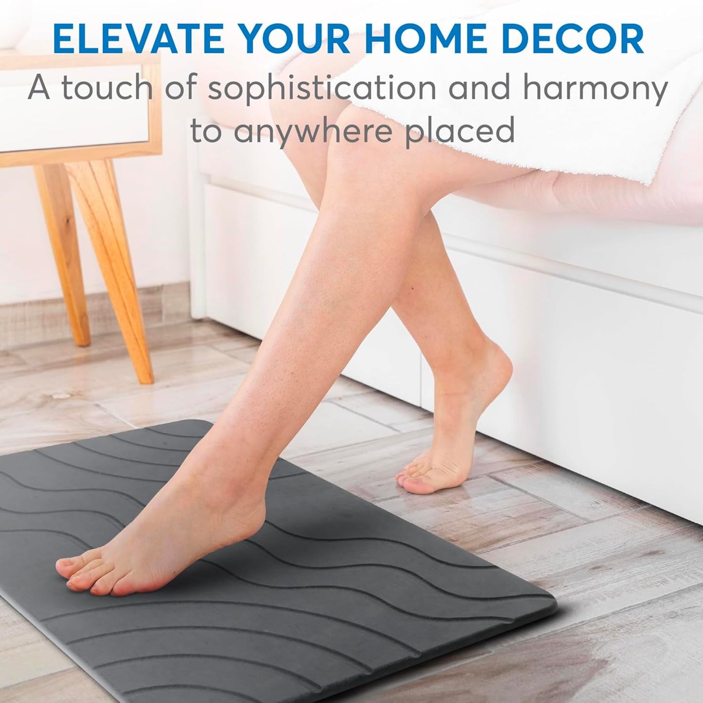 HOMY BLISS Stone Bath Mat Quick Drying Diatomaceous Earth Bath Mat Non Slip Shower Mat Super Absorbent Stone Bath Mats for Bathroom, Floor, Kitchen Counter, Easy to Clean (23.6” X 15.3”, Dark Gray)