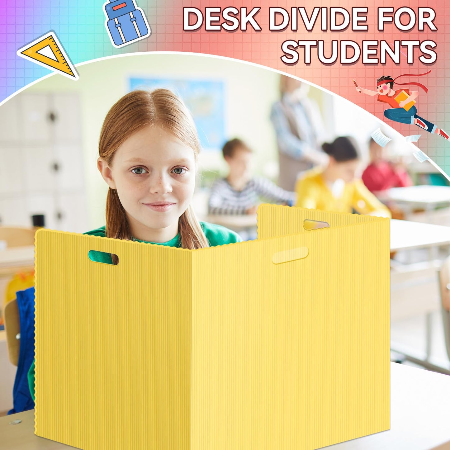 24 Pcs Desk Dividers for Students Plastic Durable and Waterproof Privacy Folders Shields Test Dividers with Classroom Privacy Boards for School Study Teacher Supplies (Yellow)