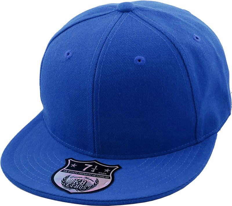 KNW-2364 Roy (7 3/4) The Real Original Fitted Flat-Bill Hats True-Fit, 9 Sizes & 20 Colors Royal Blue