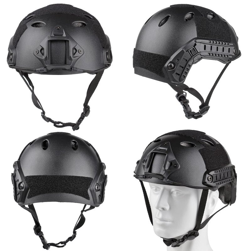 SANYETS Airsoft Helmet, Black PJ Tactical Helmet with Night Vision Mount,Paintball Goggles and Balaclava Face Mask,Men's Military Costume,Tactical Airsoft Gear