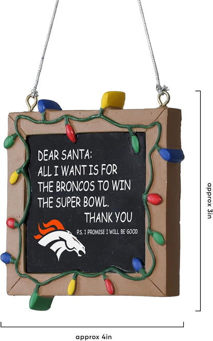 NFL Resin Holiday Christmas Chalkboard Sign Ornament