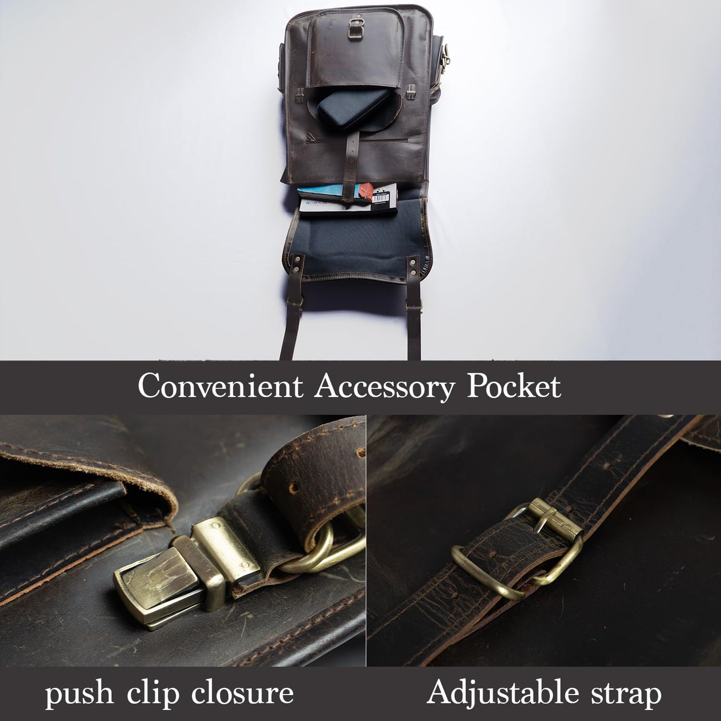 Satchel And Fable Leather Backpack for Men — 21 Inch Buffalo Full-Grain Laptop Bag”