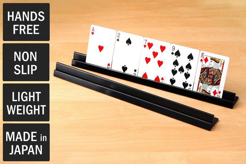 olnamo Hands Free Card Holder Stand, Non-Slip, 4 pieces, 13.4 Inches (34 cm), Made in Japan, for Card Games, Lightweight, TCG, (Black)
