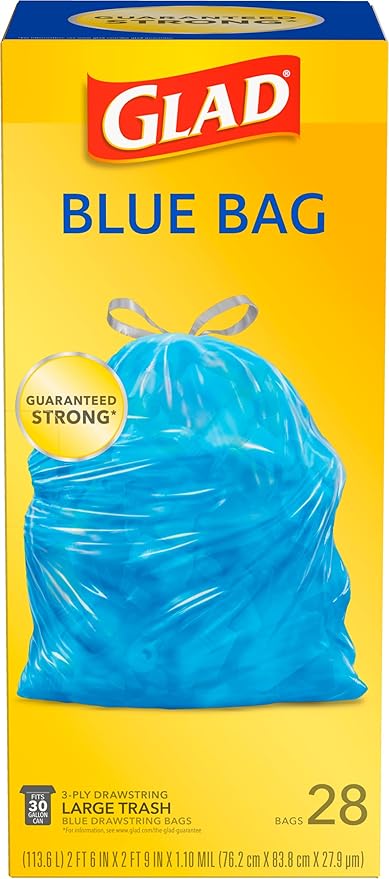 Glad 30 Gallon Garbage Bags, Large Drawstring Trash Bags