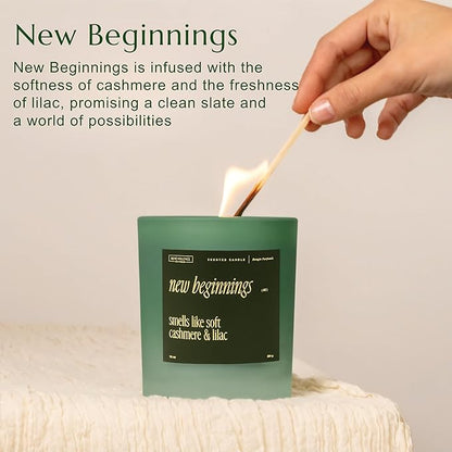 Benevolence LA New Beginnings Scented Candles | 10 oz, 40-50 Hour Burn, New Home Candle | House Warming Gifts for Women, Friends | Gift Idea for Promotion, Retirement - Notes of Cashmere & Lilac