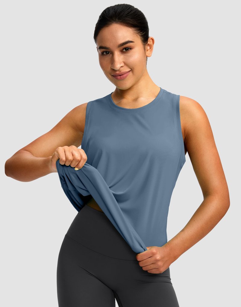 Women's Workout Tops Racerback Athletic Tank Tops Sleeveless Loose Fit Yoga Running Gym Shirts for Women(Slate Blue,XL)