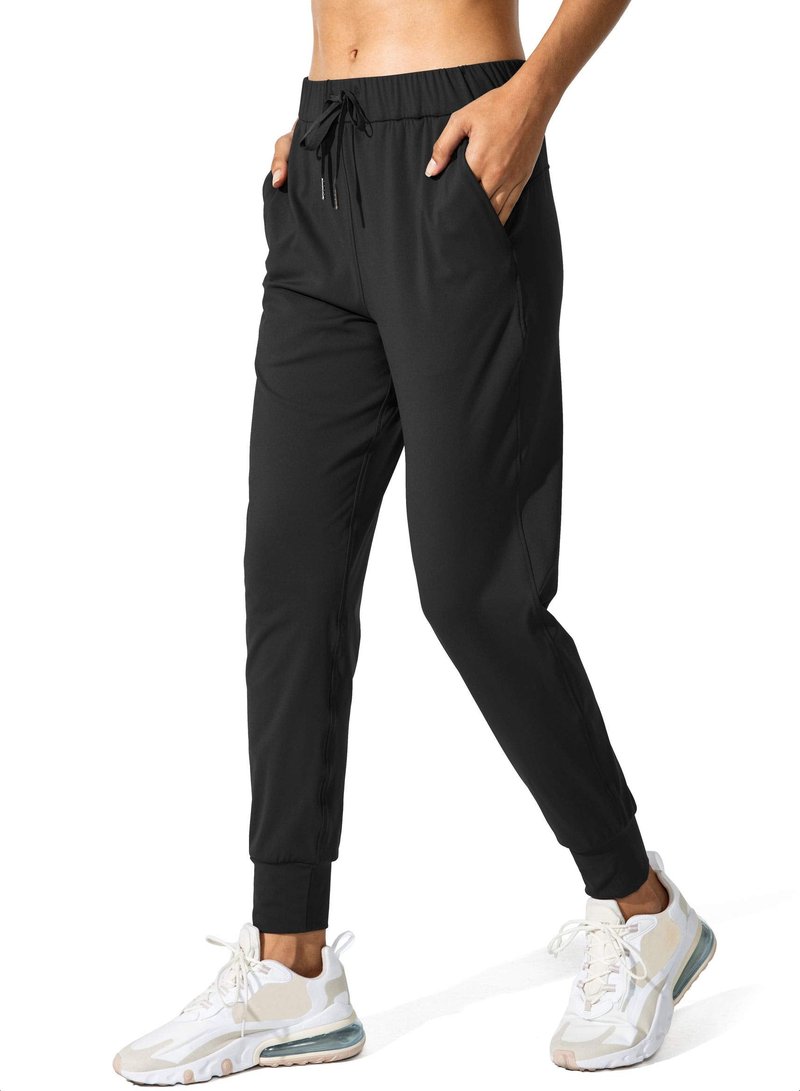 SANTINY Women's Joggers Pants Pockets Drawstring Running Sweatpants for Women Lounge Workout Jogging(Black_XXL)