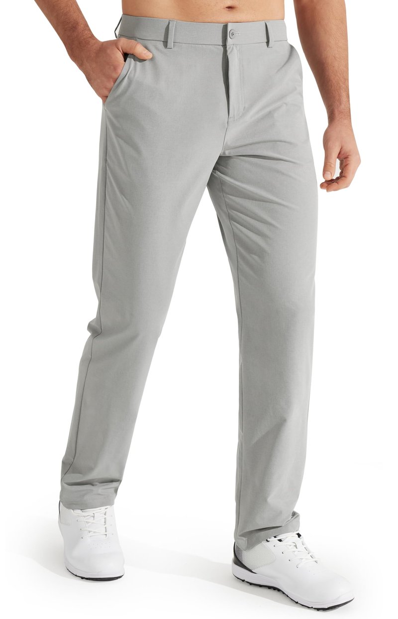 Libin Mens Golf Pants Stretch Work Dress Pants 32" Quick Dry Lightweight Business Casual Slacks for Men Travel Vocation Water Resistant, Neutral Grey, 33W x 32L