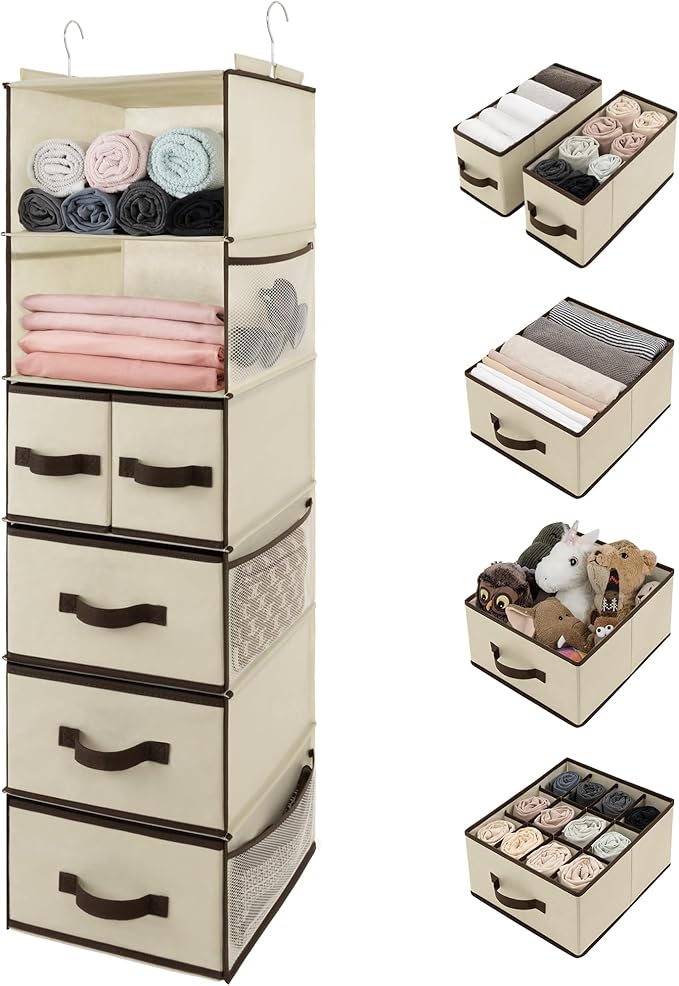 GRANNY SAYS Hanging Closet Organizers and Storage 6 Shelves, Closet Hanging