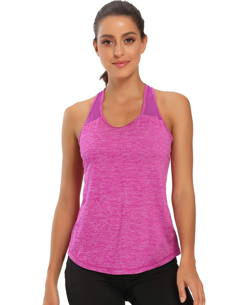 Aeuui Workout Tops for Women Racerback Mesh Yoga Shirts Athletic Running Tank Tops Sleeveless Gym Clothes Dark Purple