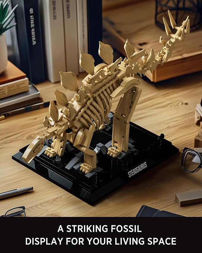 Nifeliz Stegosaurus Fossils Model Set Dinosaur Skeleton Building Set with Display Base for Adults Ideal Gift for Enthusiasts and Collectors (665 PCS NF10353)