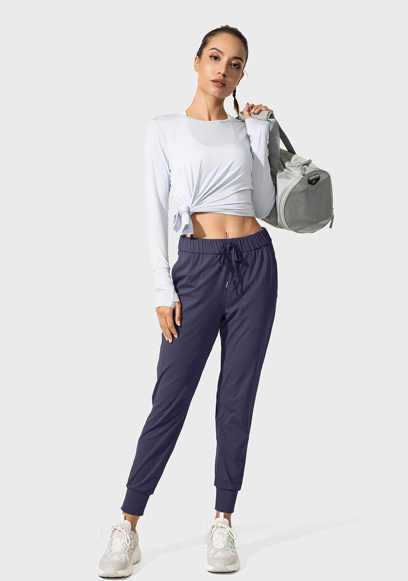 SANTINY Women's Joggers Pants Pockets Drawstring Running Sweatpants for Women Lounge Workout Jogging(Navy_M)