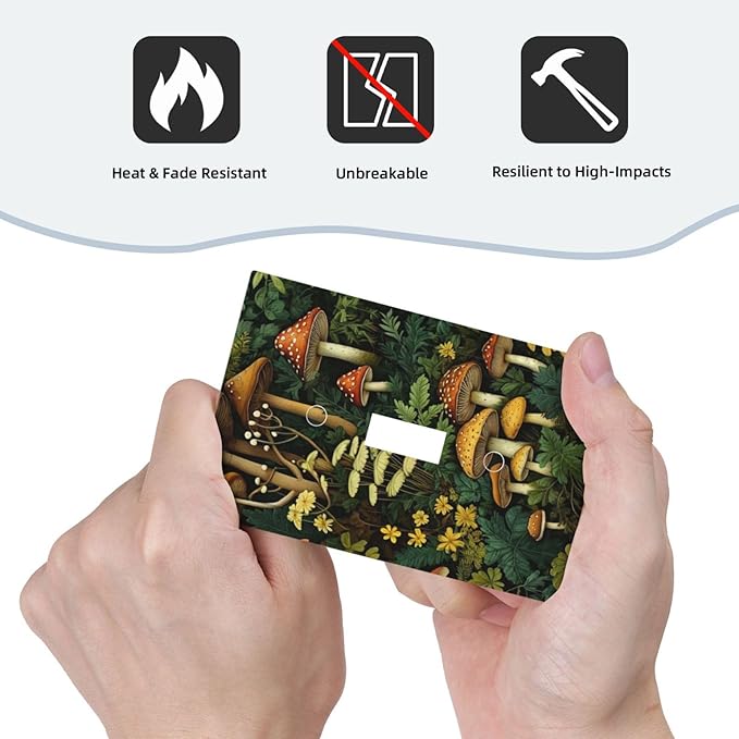 Mushrooms Forest Nature Botanical Art Light Switch Covers 1 Gang Single Toggle Wall Plate Decorative Switchcover Electrical Switchplate for Farmhouse Living Decor