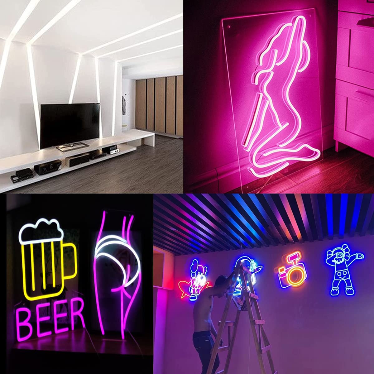 Maxlaxer Yellow Neon LED Strip Lights, 16.4ft 12V Waterproof Flexible Light for Indoor/Outdoor Decoration (Includes Power Adapter)