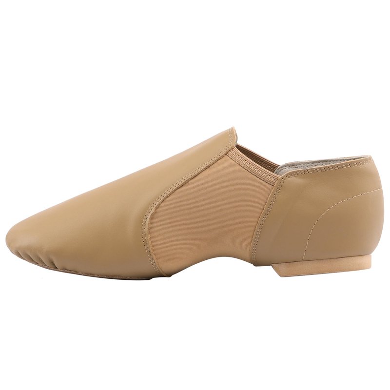 Linodes (Tent Leather Upper Jazz Shoe Slip-on for Women and Men's Dance Shoes Brown 6.5M
