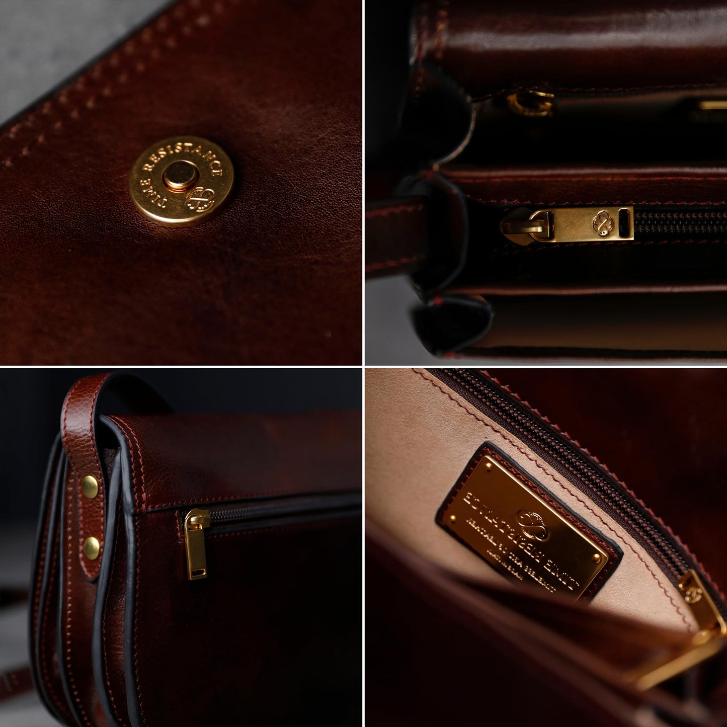 Time Resistance Leather Crossbody Bag for Women - Shoulder Messenger Purse (Brown) - Gift Box Included