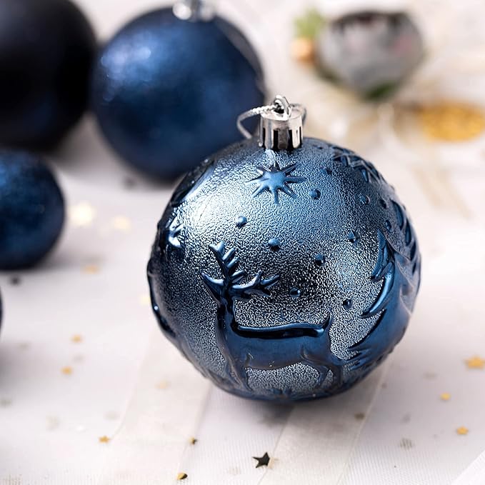 Senjie Night Blue Shatterproof Christmas Ornaments, 32pcs Set, Traditional Style, Plastic Material, Christmas & Wedding Occasion