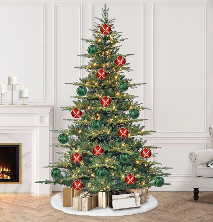 4.7" Large Plastic Christmas Balls Ornaments Set of 4, Glitter Shatterproof Christmas Bulbs Ornaments for Xmas Tree Decorations, Red and Green Ornament for Tree, Mantel, Garland, Winter, Holiday Decor