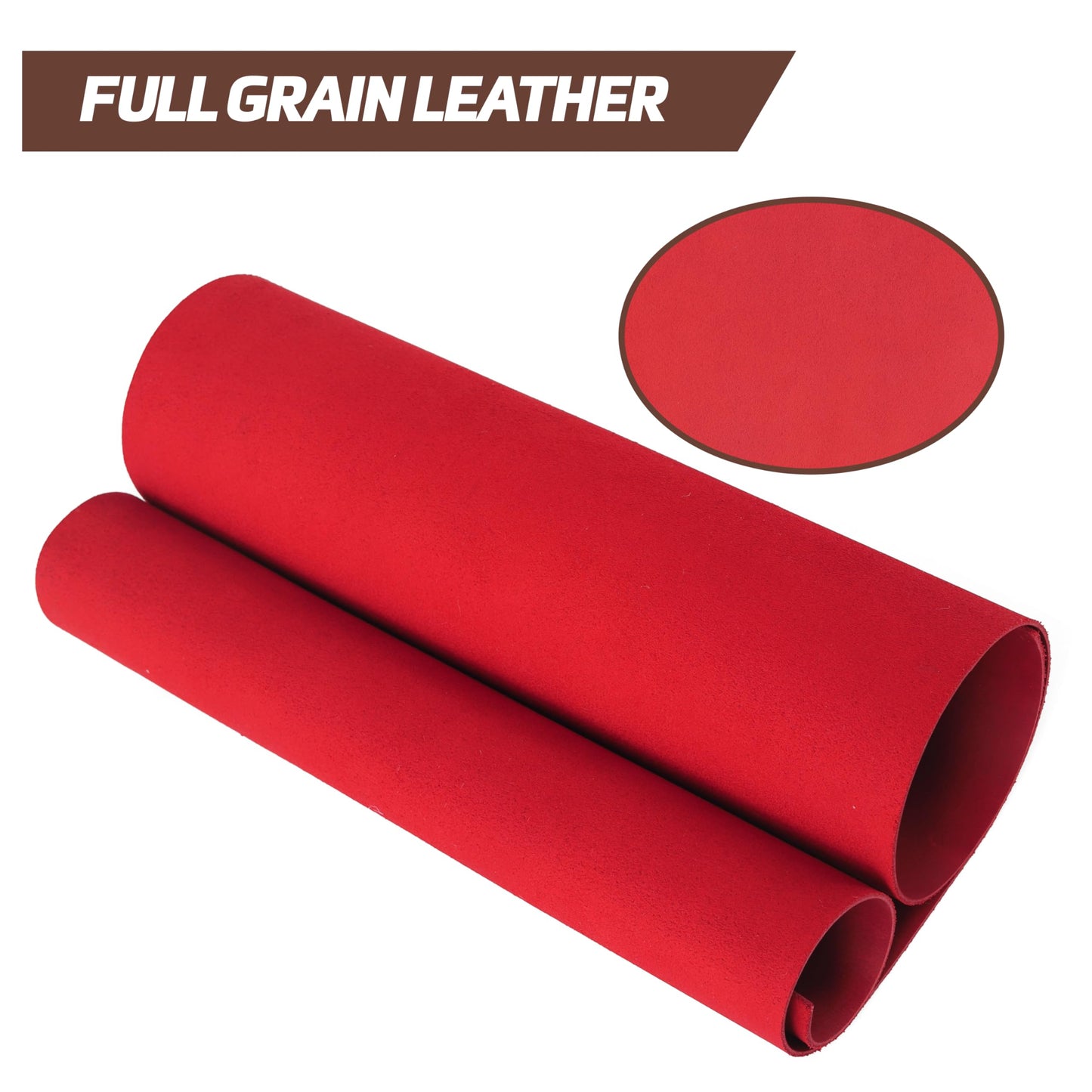 Shkira 12''X24'' Genuine Crimson Leather Sheets for Crafts - Square 2.0MM Thick Genuine - Thick Cowhide Pieces Square - Leather Sheet for Arts