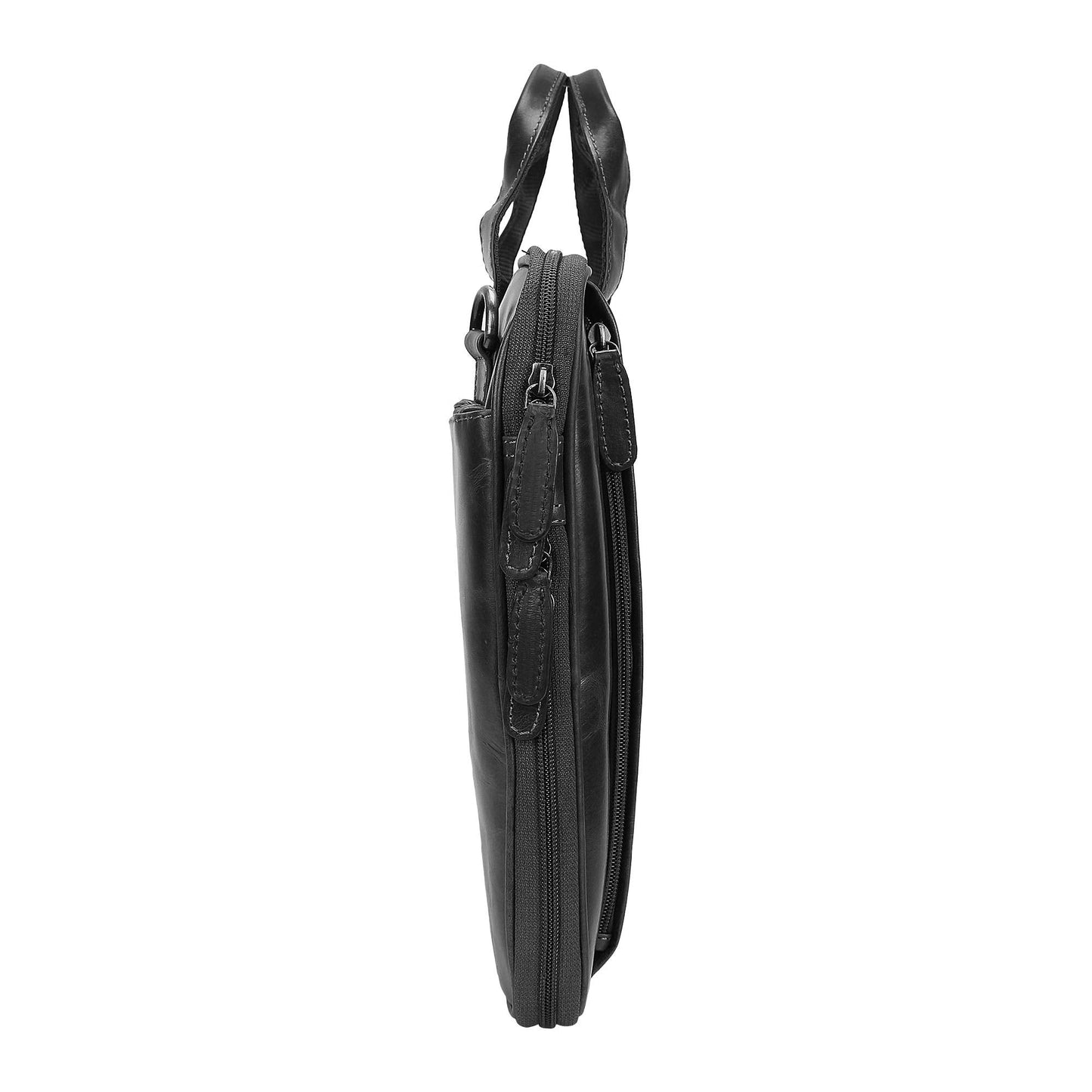 Pitaara Genuine Leather Messenger Laptop Bag For Men And Women, Black Briefcase, Fits Laptop Size 16", Unisex