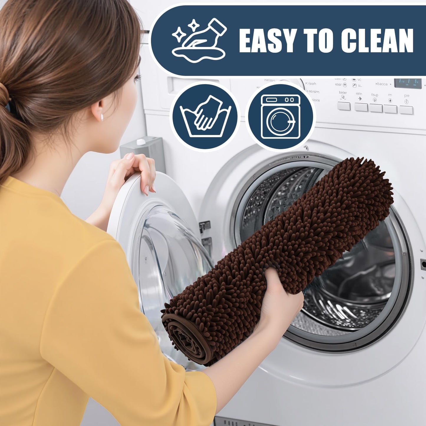 Baahrnom Bathroom Rugs Sets 3 Piece with Adjustable Toilet Seat Cover 19.5"x 18.5" Machine Washable Bath Rug Set with TPR Non Slip Rubber Backing Solid Bath Mat Set for Luxury Bathroom Decoration