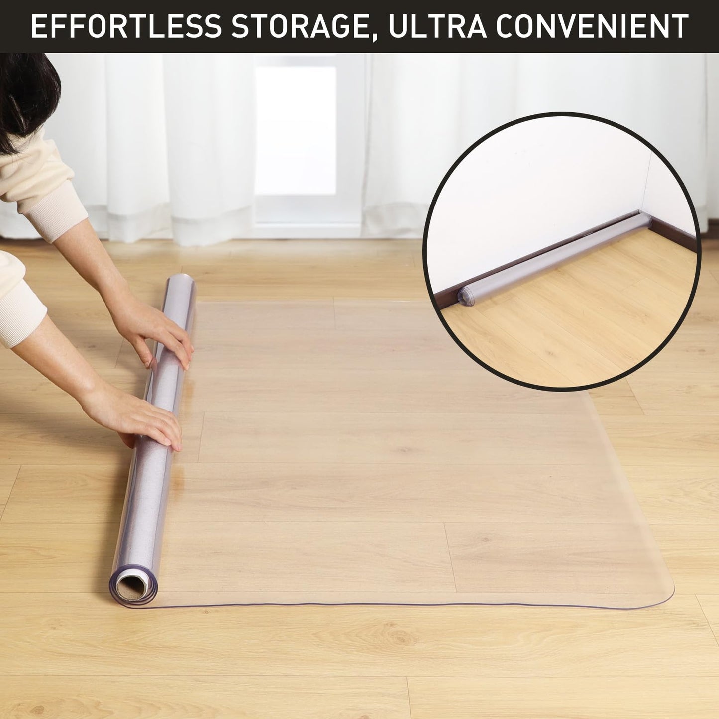 2'x10' Vinyl Runner Rug for Hallway, Clear Waterproof Kitchen Mat for Floor, Non-Slip Plastic Floor Mat for Entryway, Easy Clean Durable Area Mat for Bedroom, Laundry Room