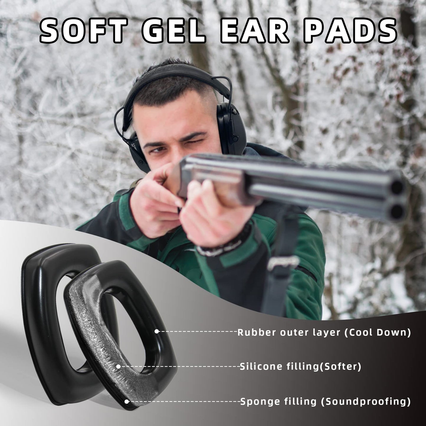 ZOHAN EM054 Electronic Ear Protection for Shooting Range with Sound Amplification Noise Reduction, Plus Soft Silicone Ear Pads (Black-GJ)