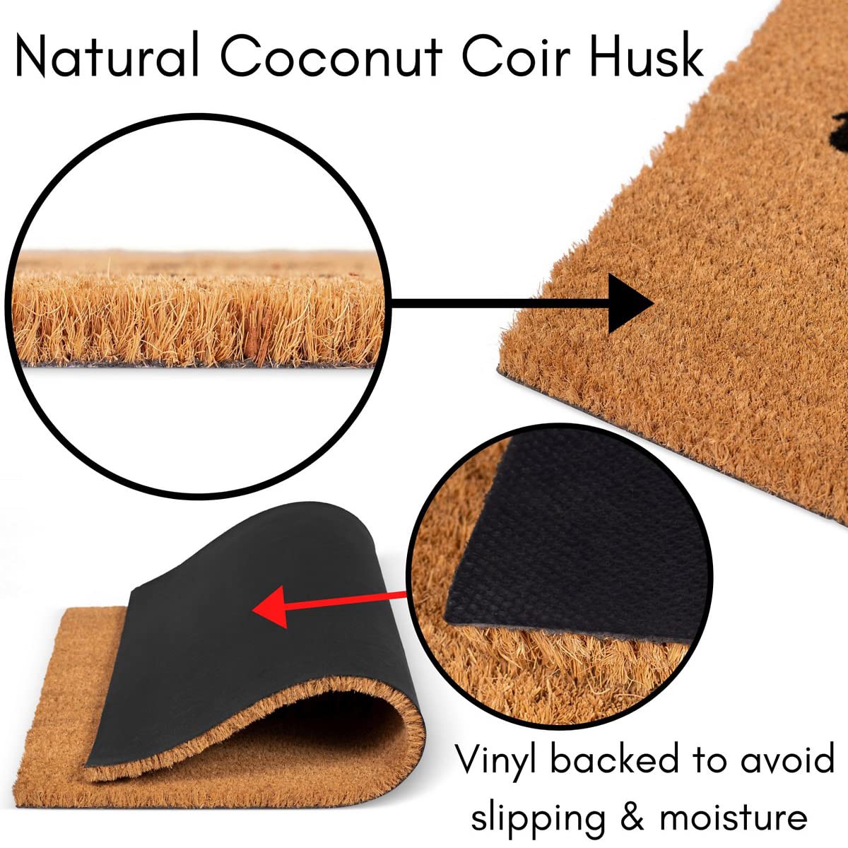 JiXianJu Funny Coir Doormat Tropical Flower Welcome Front Porch Decor Doormat for The Entrance Way Rugs with Heavy-Duty PVC Backing Non Slip Outdoor 23.6 x 15.7 inch
